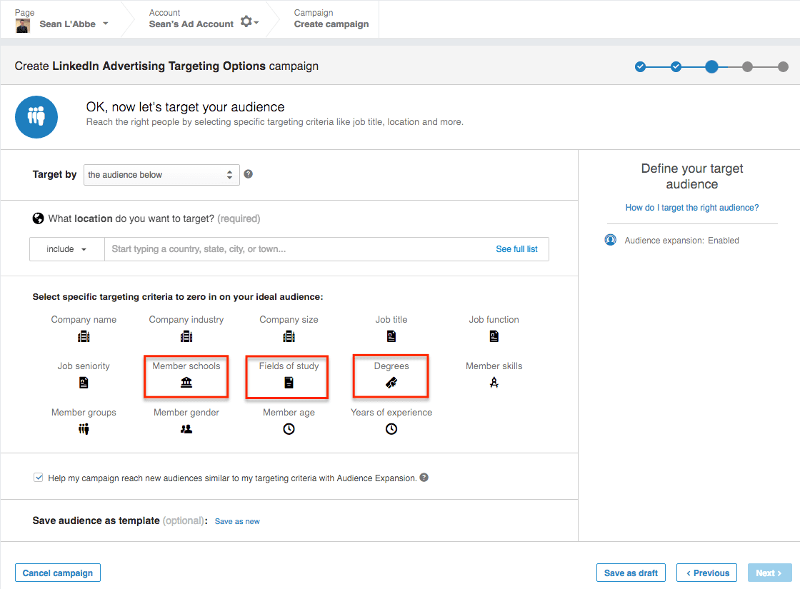 LinkedIn Advertising Targeting Options