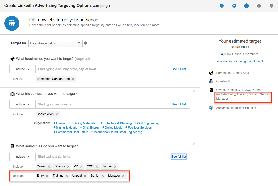 LinkedIn Advertising Targeting Options