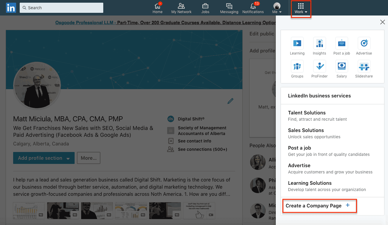 Create a Linkedin Company Page